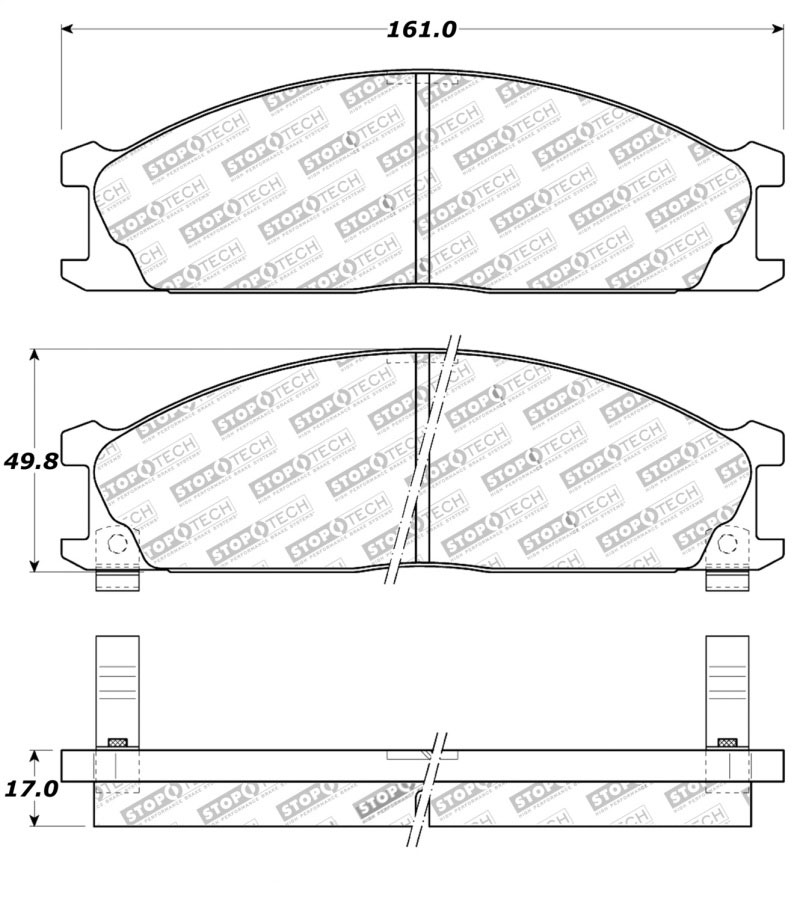 Stoptech 308.03330 | StopTech Street Brake Pads Nissan Pickup Fr 1/96, Front; 1996-1996