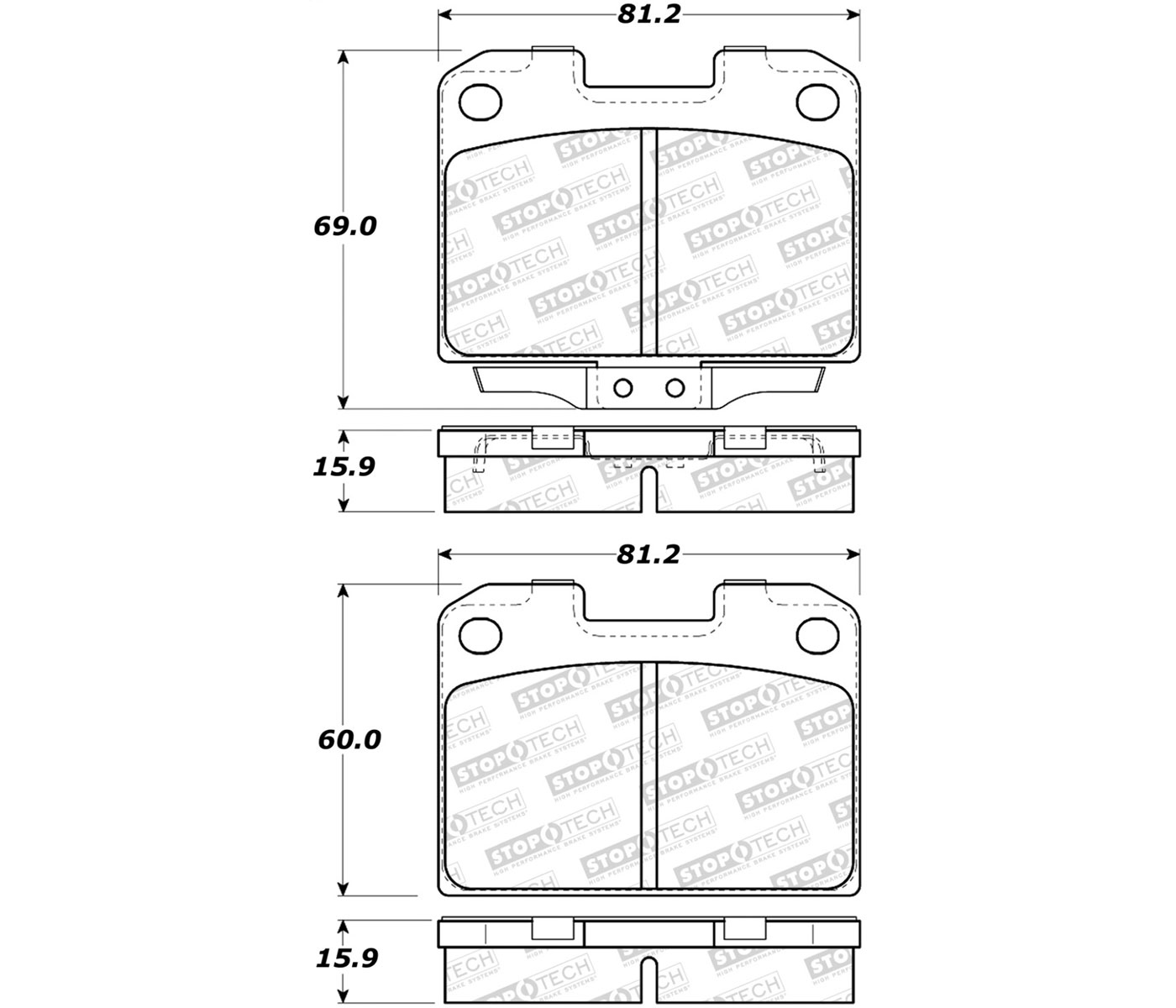 Stoptech 308.06310 | StopTech Street Brake Pads Mitsubishi 3000GT Spyder VR-4, Rear; 1995-1996