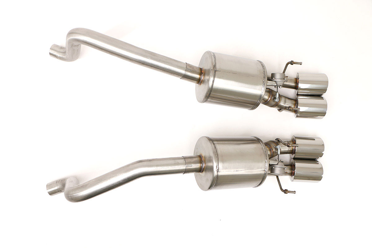 B&B Billy Boat Exhaust FCOR-0564 | B&B Billy Boat Exhaust Billy Boat Corvette Fusion Exhaust C6 Quad Round Tips for Factory NPP; 2009-2013