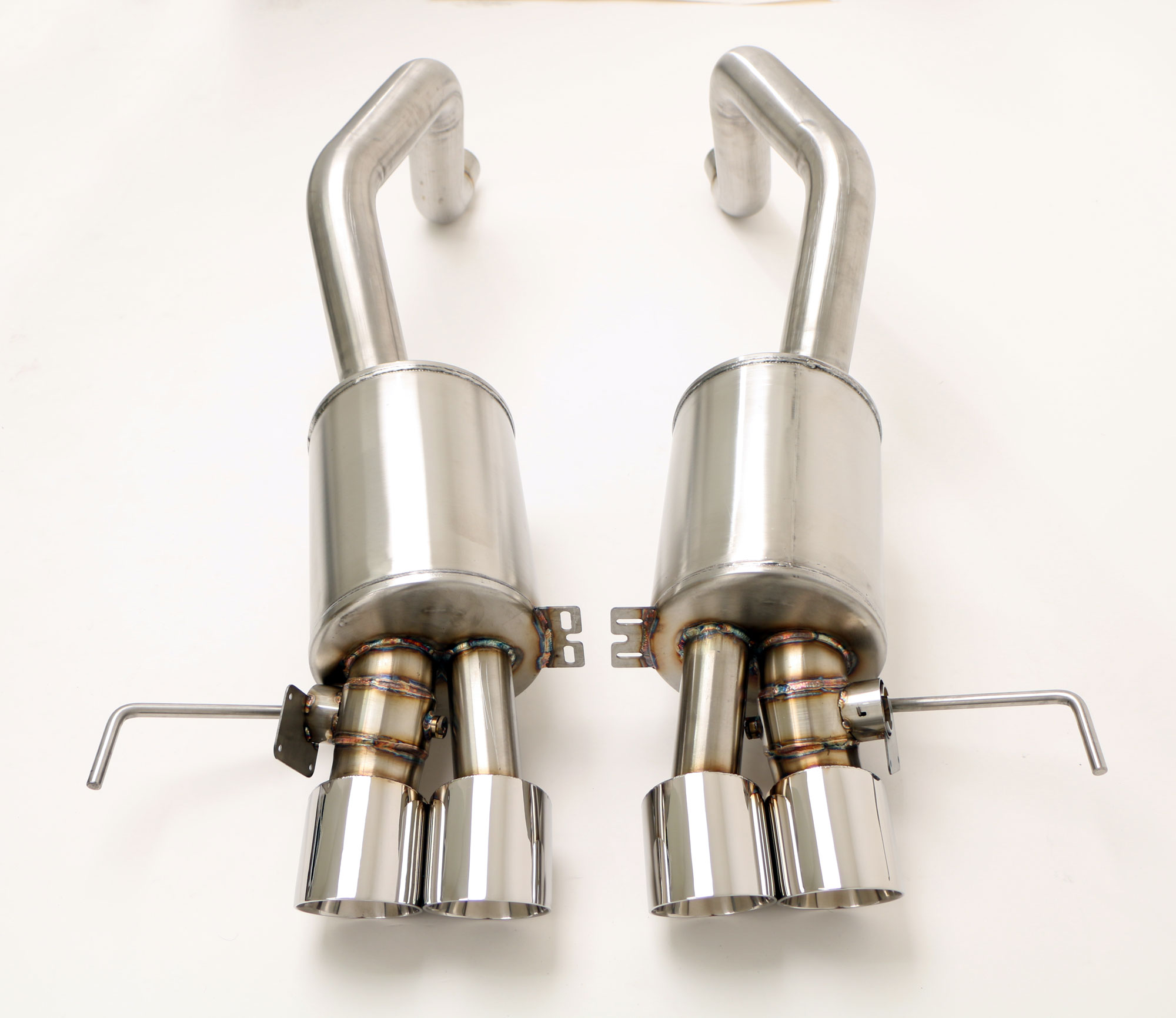 B&B Billy Boat Exhaust FCOR-0675 | B&B Billy Boat Exhaust Billy Boat Corvette Exhaust C7 Z06 Gen. 3 Fusion 4" Quad ROUND Double-Wall Tips; 2015-2019