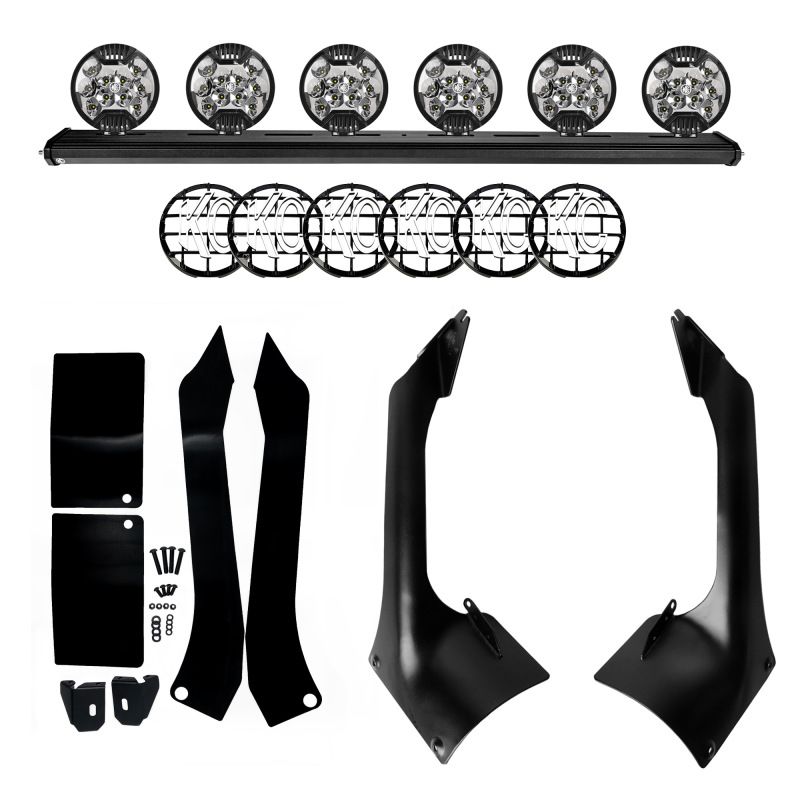 KC HiLiTES 97062 | 18-21 Jeep JL/JT 50in. Overhead Xross Bar Kit w/(6) SlimLite LED Lights 300W - Black; 2018-2021