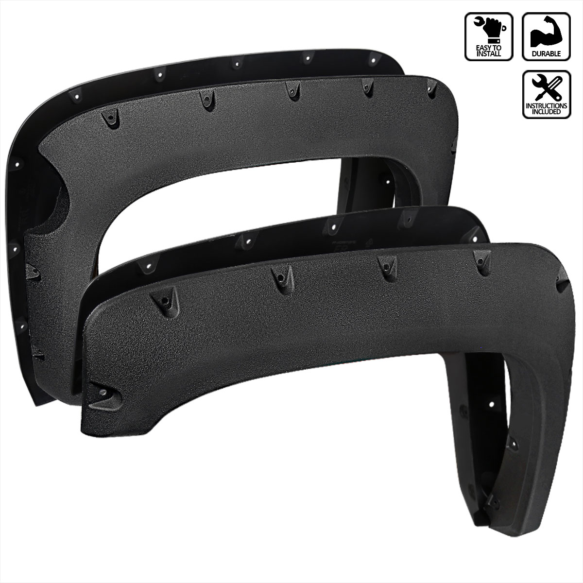 Spec-D Tuning fdf-siv07sb-ts-rs | SPEC-D Tuning Chevrolet Silverado Fender Flare - Black Rough Surface; 2007-2013