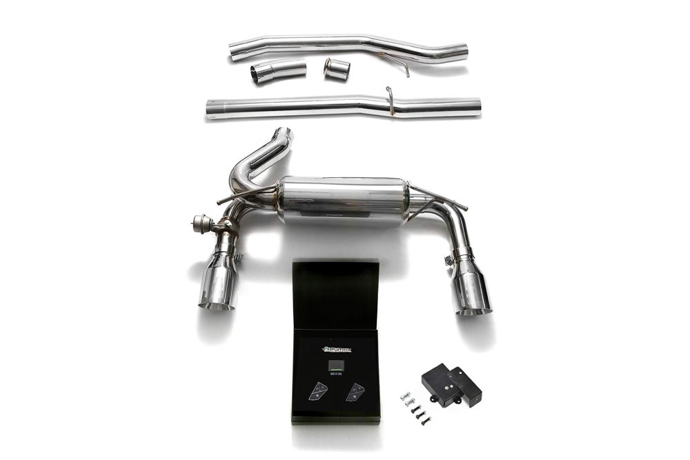 Armytrix FDF3R-DS29C | ARMYTRIX Stainless Steel Exhaust System Dual Chrome Tips Ford Focus RS (MKIII) Dual Chrome Tips; 2015-2019