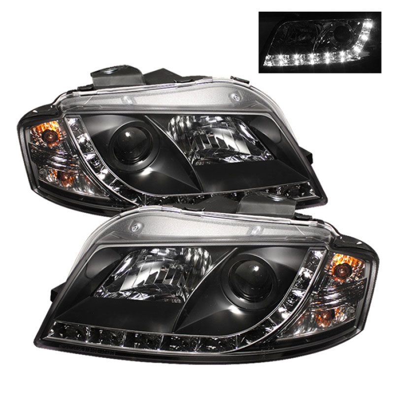 SPYDER 5008510 | Spyder Audi A3 DRL LED Projector Headlights - Black - (PRO-YD-AA306-DRL-BK); 2006-2008