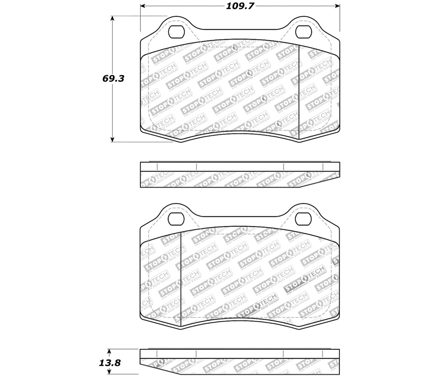 Stoptech 308.05921 | StopTech Street Brake Pads Volvo S60 R 330mm Front Disc, Rear; 2004-2007