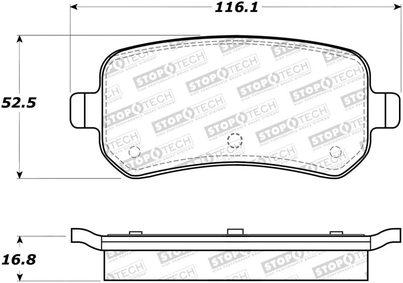 Stoptech 308.10210 | StopTech Street Brake Pads Dodge Journey SXT Premium 302mm Front Disc, Rear; 2012-2012