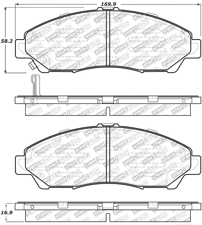 Stoptech 305.13780 | StopTech Street Select Brake Pads Honda Ridgeline, Front; 2017-2018