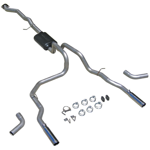 Flowmaster 17428 | Silverado Sierra 3500 1500 4.3L 4.8L 5.3L EC/SB American Thunder Exhaust System, Dual Rear/Side Exit; 1999-2000