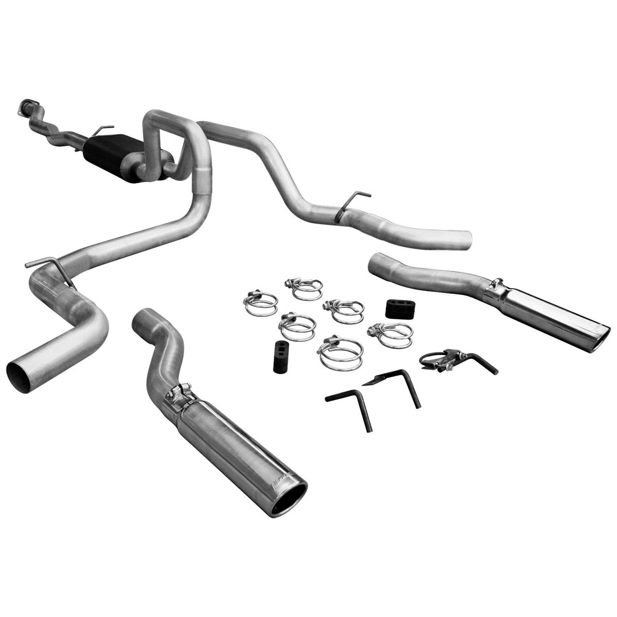 Flowmaster 17436 | Silverado Sierra 1500 4.3L 4.8L 5.3L CC/SB American Thunder Exhaust System, Dual Rear/Side Exit; 2004-2006