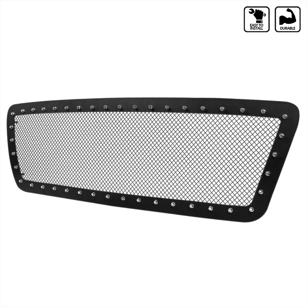 Spec-D Tuning hbg-f15004bkss-yh | SPEC-D Tuning Ford F150 Grille Insert - Rivet Style - Steel/Black; 2004-2008