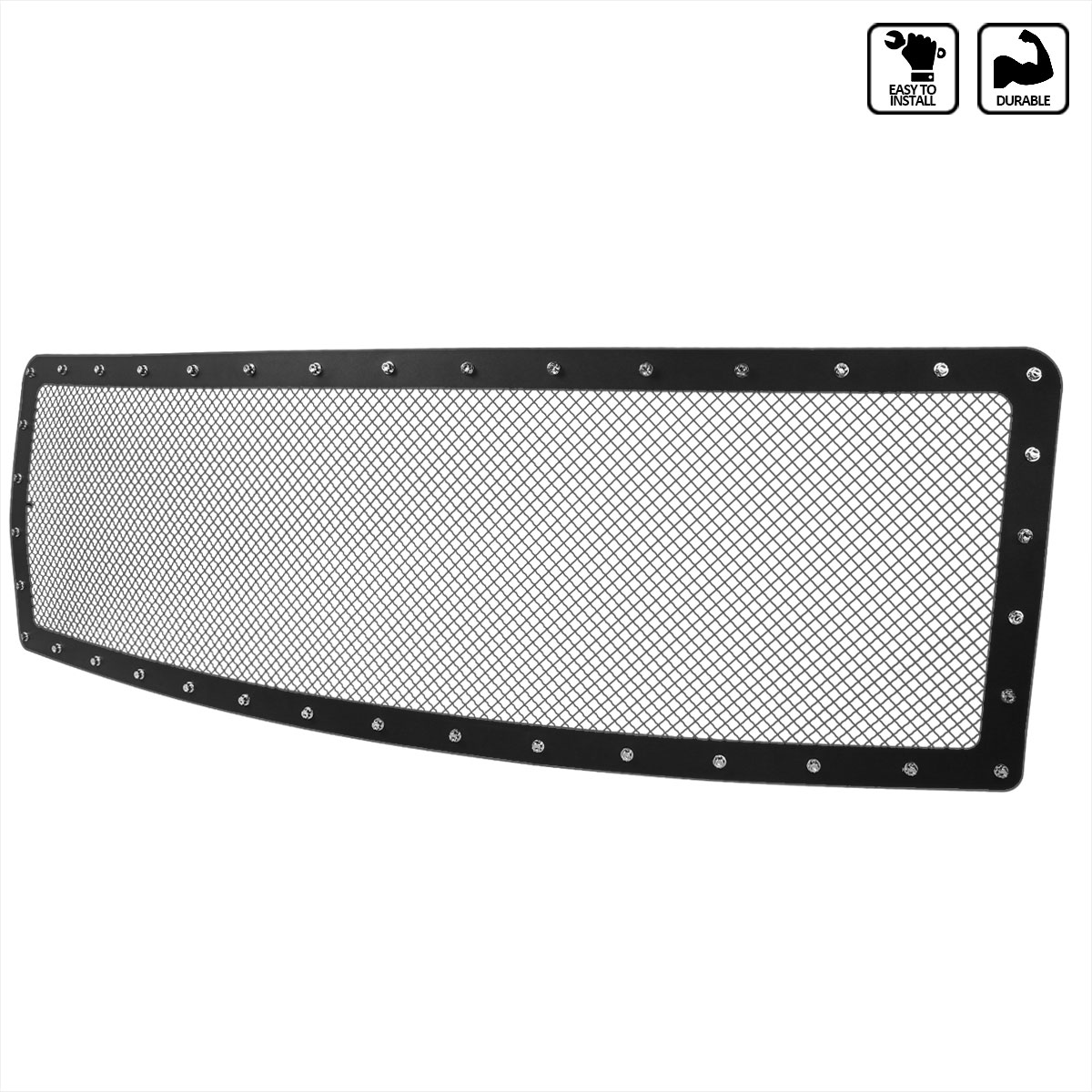 Spec-D Tuning hbg-f15009bkss-yh | SPEC-D Tuning Ford F150 Grille Insert - Rivet Style - Not Fit - Steel/Black; 2009-2012