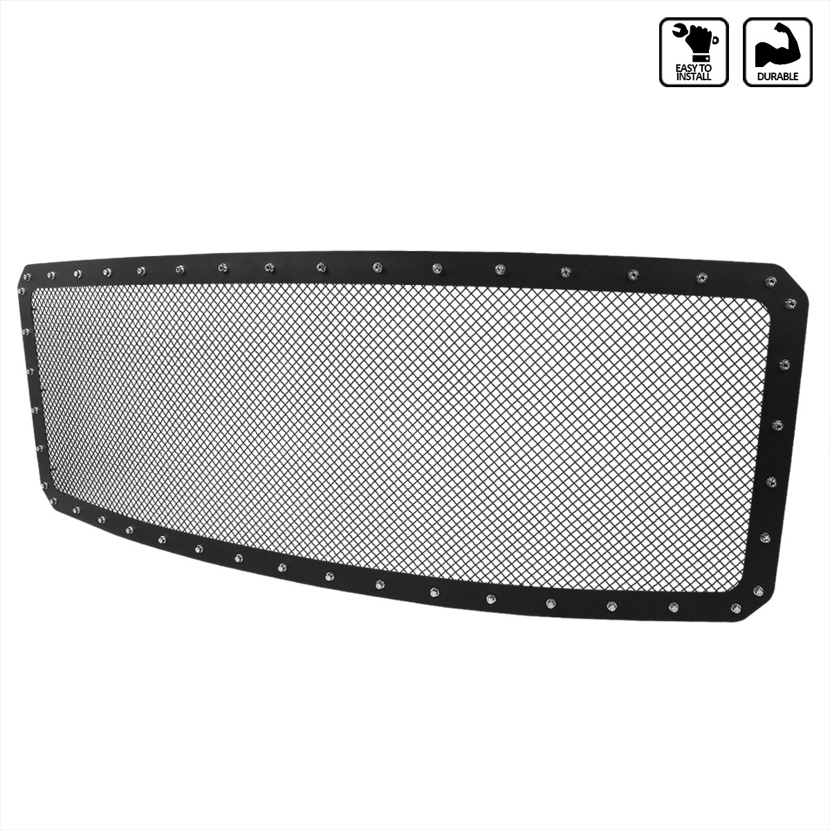 Spec-D Tuning hbg-f25011bkss-yh | SPEC-D Tuning Ford F250 Grille Insert - Rivet Style - Steel/Black; 2011-2015