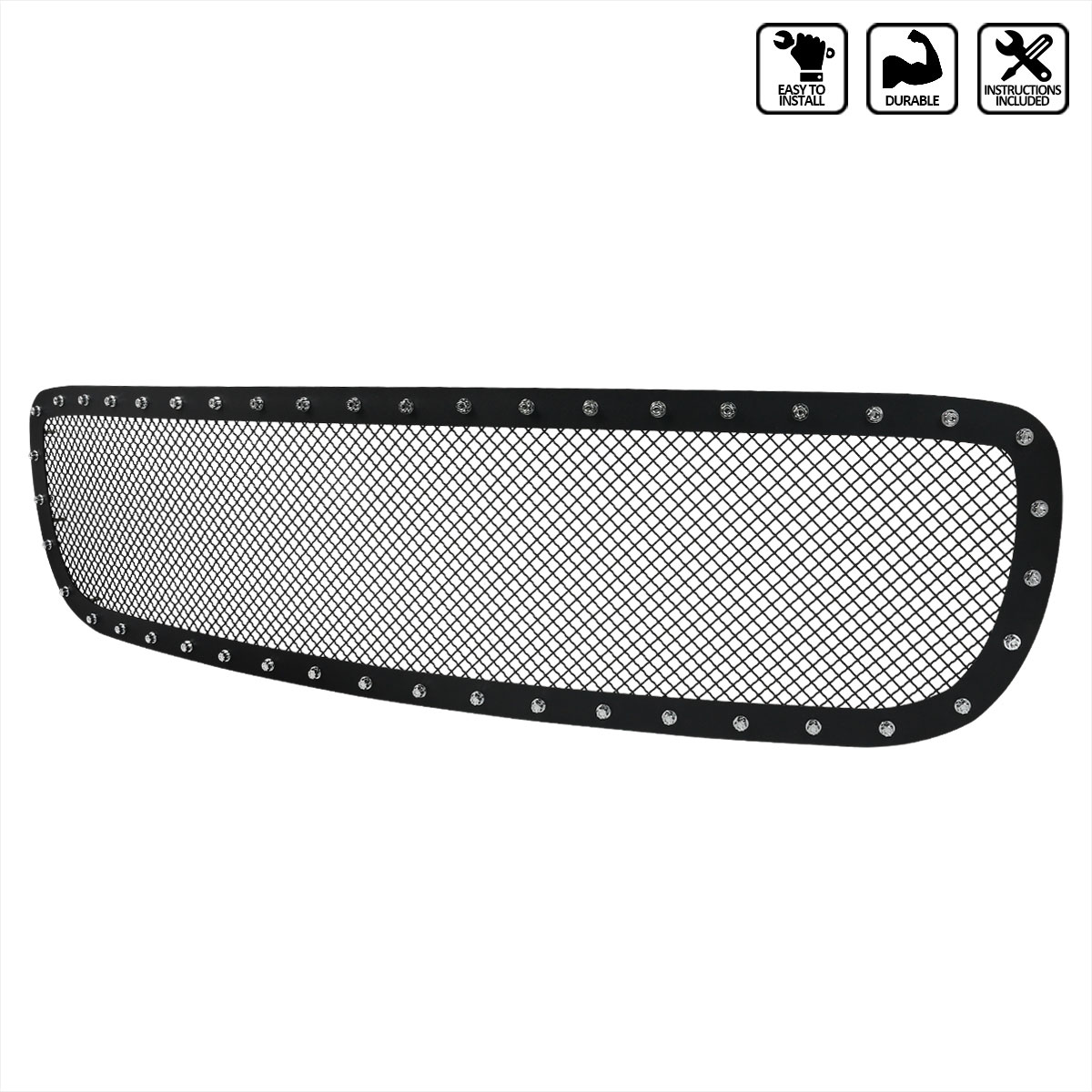 Spec-D Tuning hbg-sie9915bkss-yh | SPEC-D Tuning GMC Sierra 1500 Grille Insert - Rivet Style - Steel/Black - Cut & Drill Req; 1999-2000