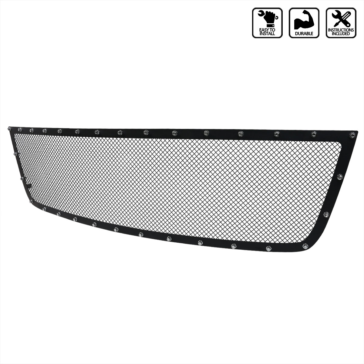 Spec-D Tuning hbg-siv05bkss-yh | SPEC-D Tuning Chevrolet Silverado 2500 HD Grille Insert - Rivet Style - Steel/Black - Cut Req; 2005-2006