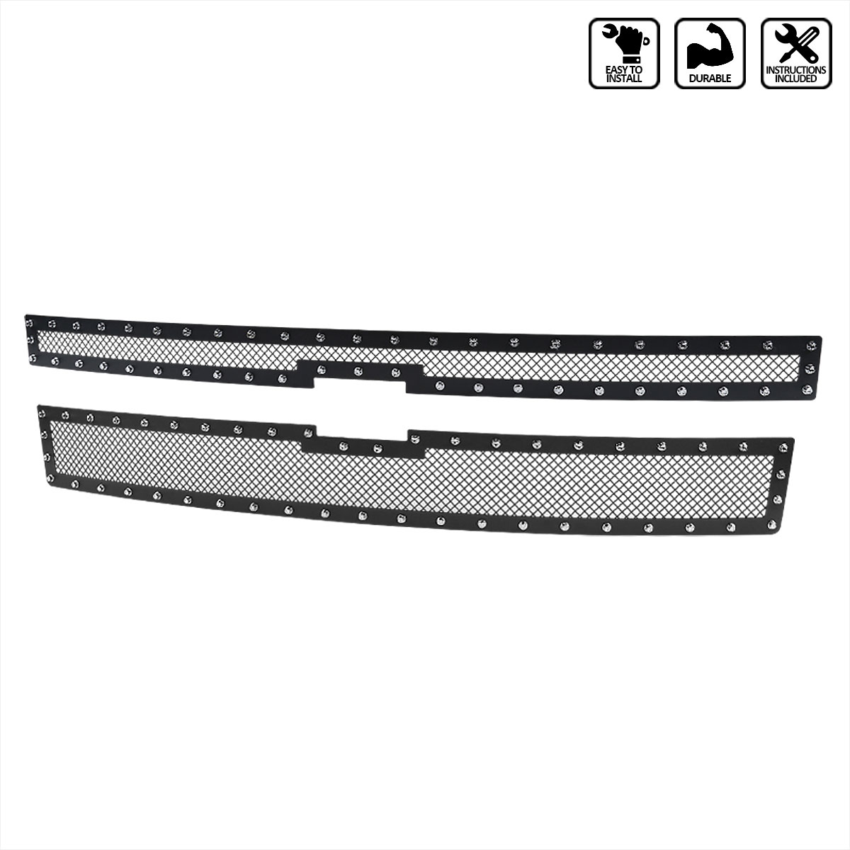 Spec-D Tuning hbg-siv14v2bkss2p-yh | SPEC-D Tuning Chevrolet Silverado 1500 Rivet Grille Insert; 2014-2015