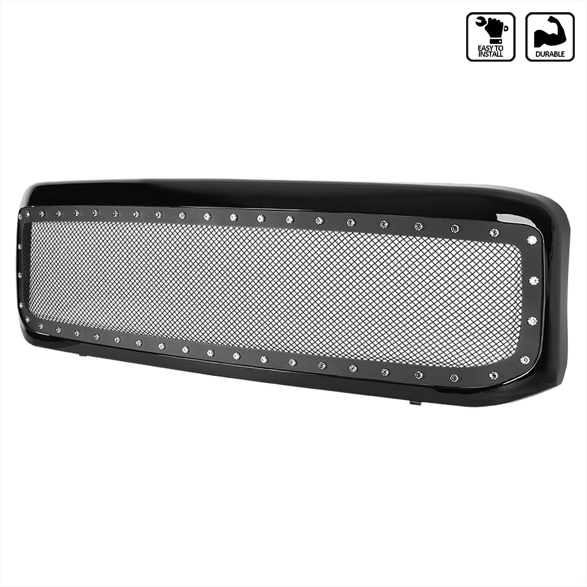 Spec-D Tuning hg-f25099jmss-hj | SPEC-D Tuning Ford F250 Rivet Grille - Glossy Black; 1999-2004