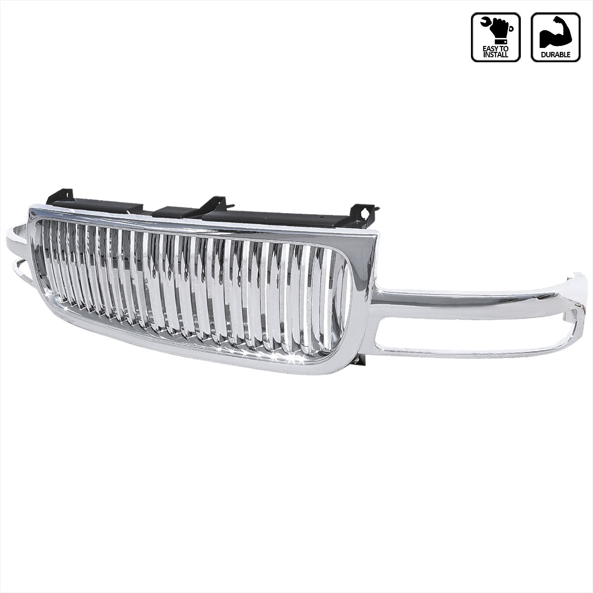 Spec-D Tuning hg-gmc99cvt | SPEC-D Tuning GMC Sierra 99 - 02 GMC Sierra Vertical Grill - Chrome; 1999-2002