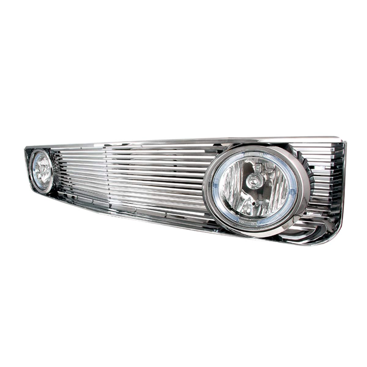 Spec-D Tuning HG-MST05HFOGCR | Spec-D Mustang V6 Grill W/Halo Fog Lights; 2005-2009