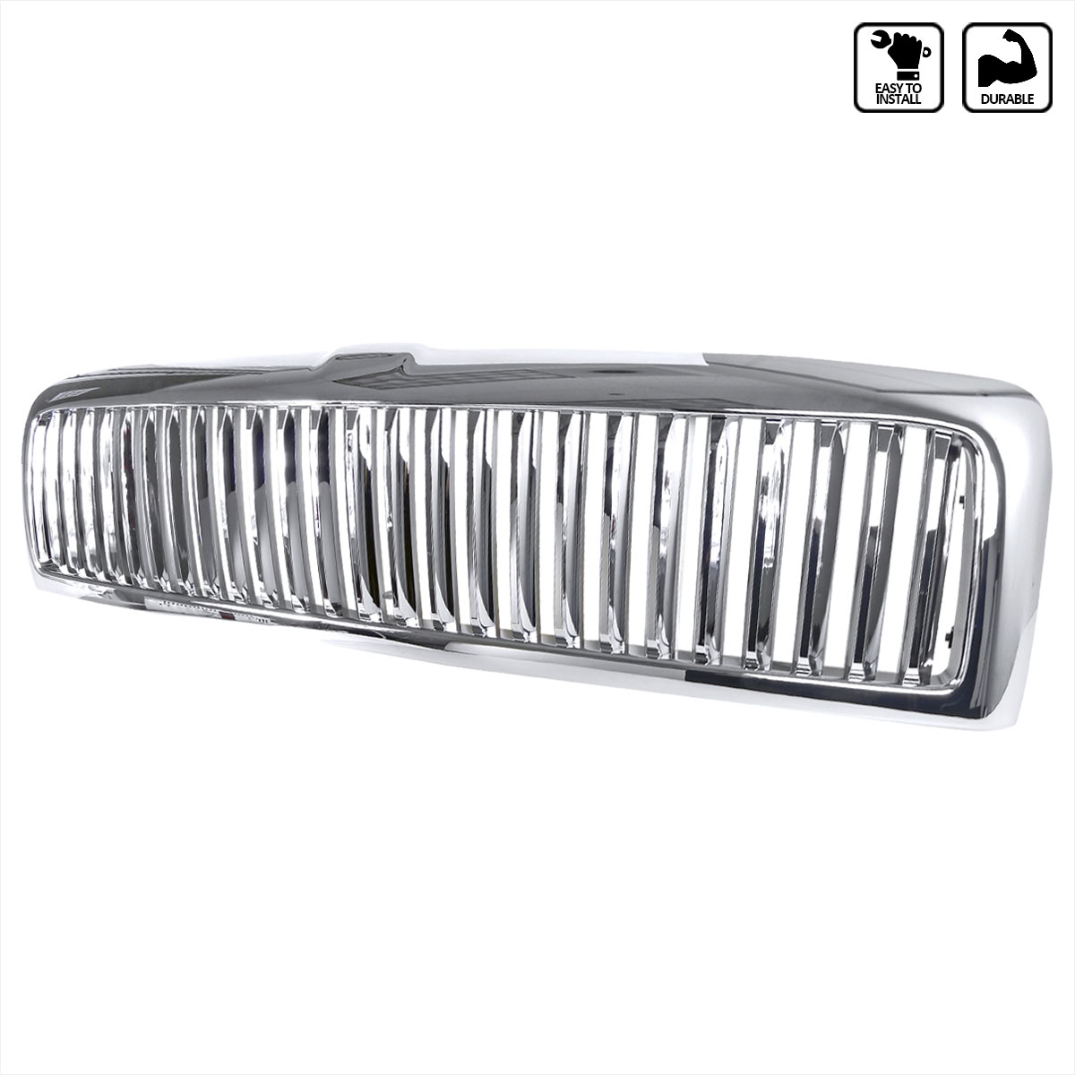 Spec-D Tuning HG-RAM94CVT | Spec-D Dodge Ram Vertical Grille - Chrome; 1994-2001