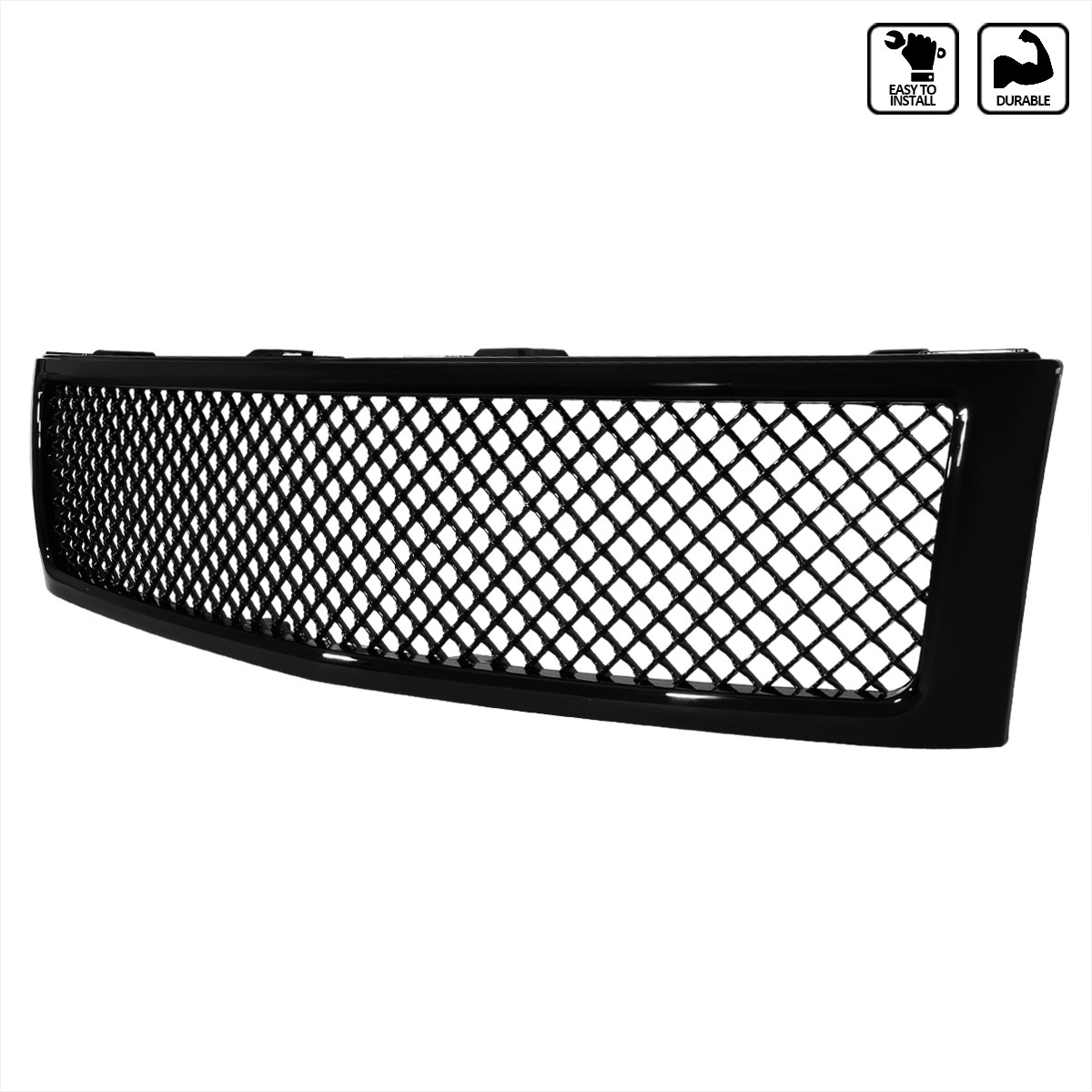 Spec-D Tuning hg-siv07jm-jl | SPEC-D Tuning Chevrolet Silverado Mesh Grille Glossy Black; 2007-2013