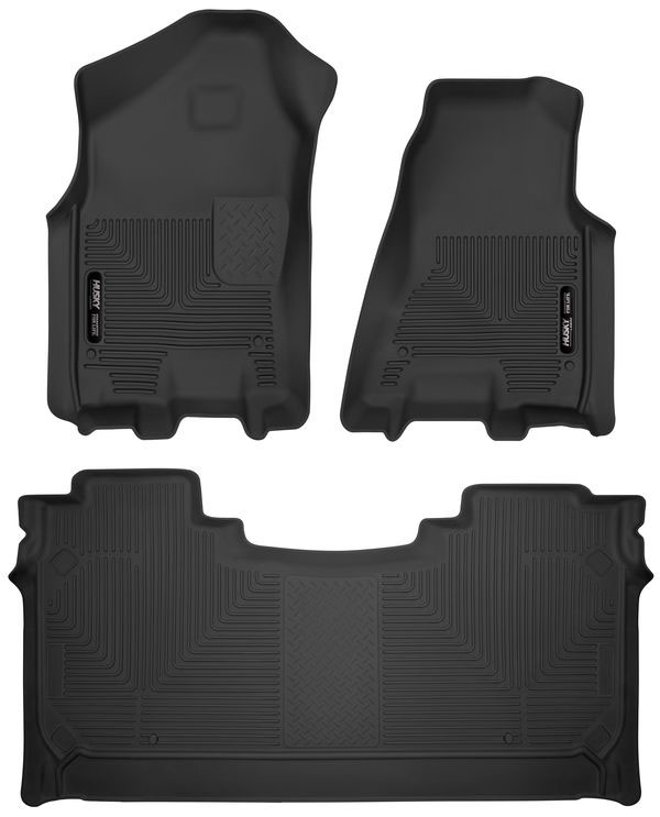 Husky Liners 54608 | 19-22 Dodge Ram 1500 Crew Cab X-Act Contour Front & Second Seat Floor Liners - Black; 2019-2022