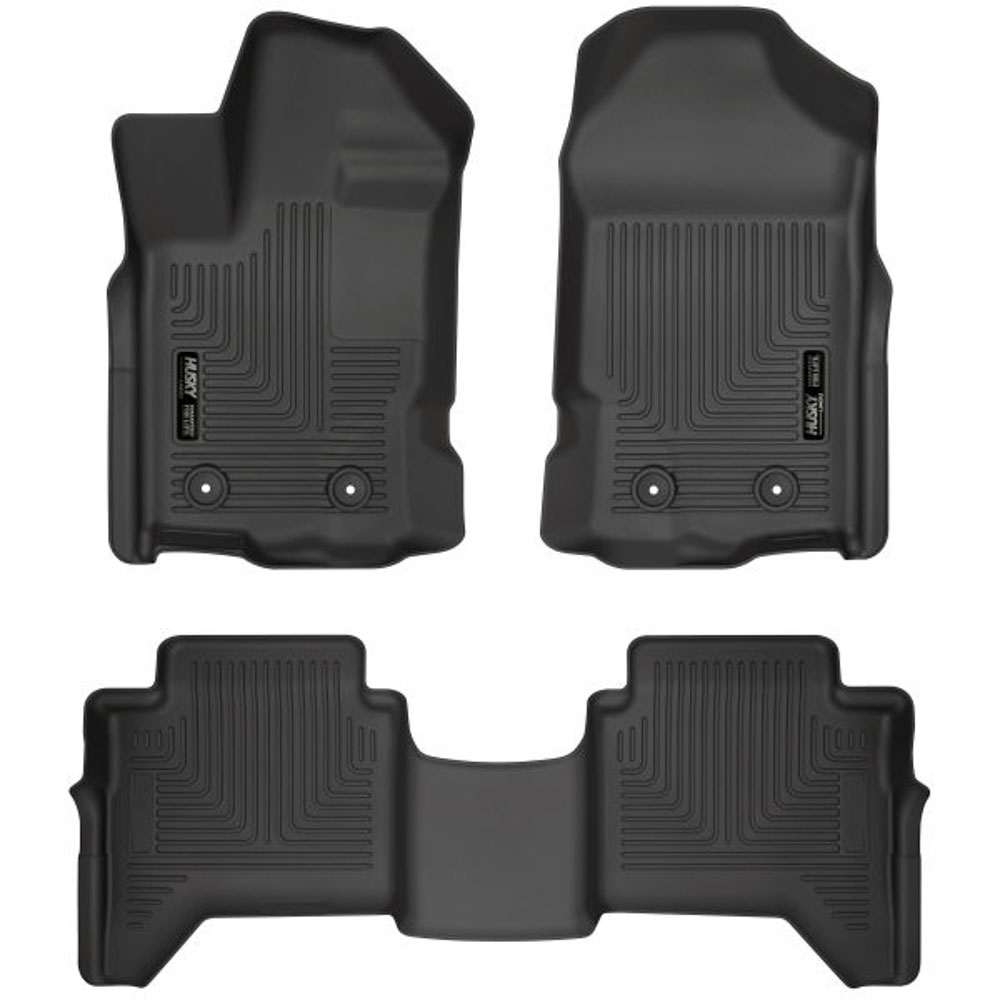 Husky Liners 94101 | 2019+ Ford Ranger SuperCrew Cab Weatherbeater Black Front & 2nd Seat Floor Liners; 2019-2024