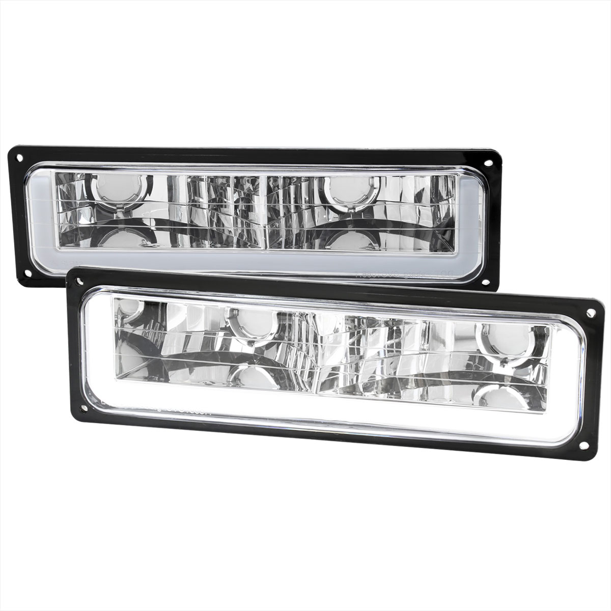 Spec-D Tuning lb-c1088-g3-go | SPEC-D Tuning Chevrolet C10 Bumper Light With LED Bar Chrome Housing & Clear Lens; 1988-1998