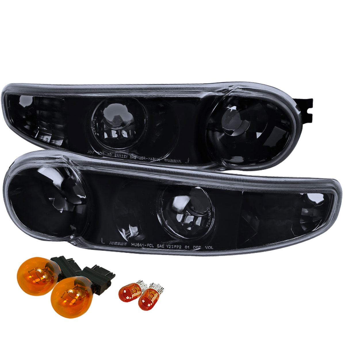 Spec-D Tuning lb-den00g-tm | SPEC-D Tuning GMC Yukon Denali Bumper Light Glossy Black With Smoked Lens; 2000-2005