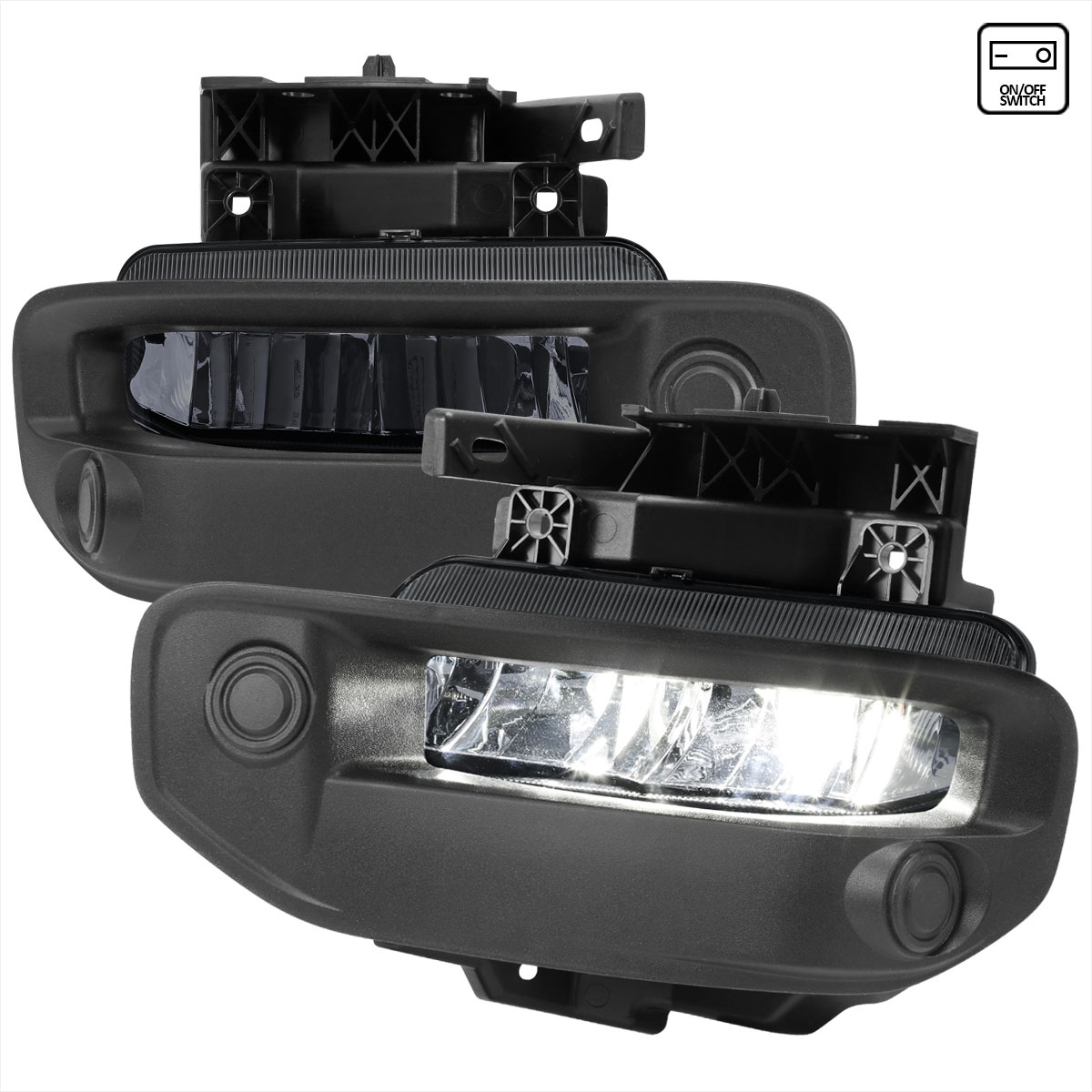 Spec-D Tuning lf-ram1915gled-dl | SPEC-D Tuning Dodge Ram LED Fog Lights With Chrome Housing Smoked Lens - Uses OE Wiring & Switch; 2019-2022