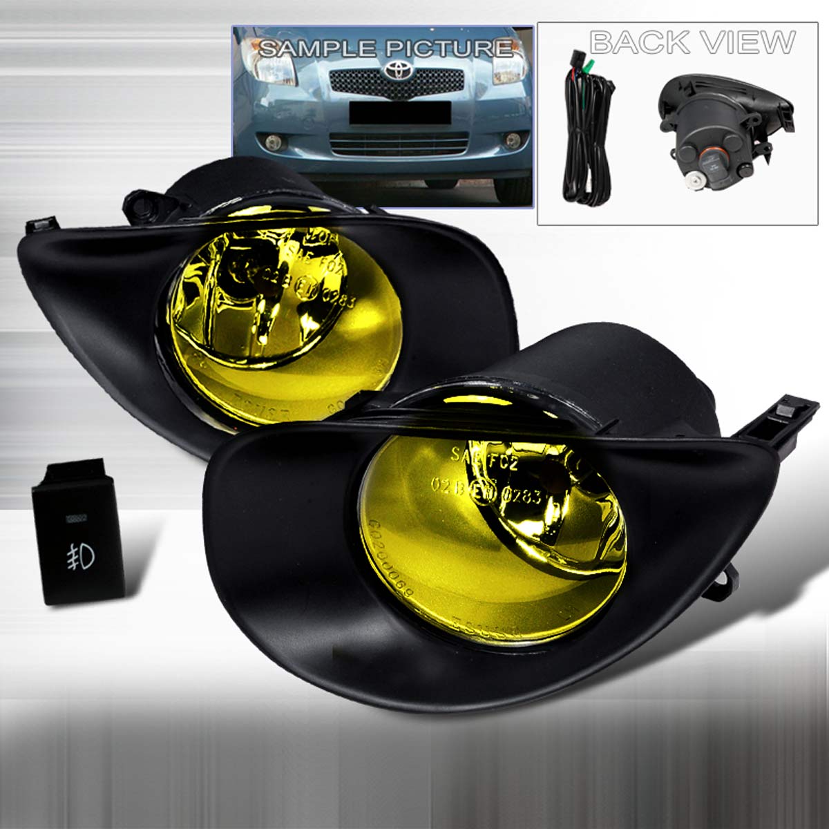 Spec-D Tuning LF-YAR063AMOEM | Toyota Yaris 3 Door Oem Style Fog Lights Yellow; 2006-2009