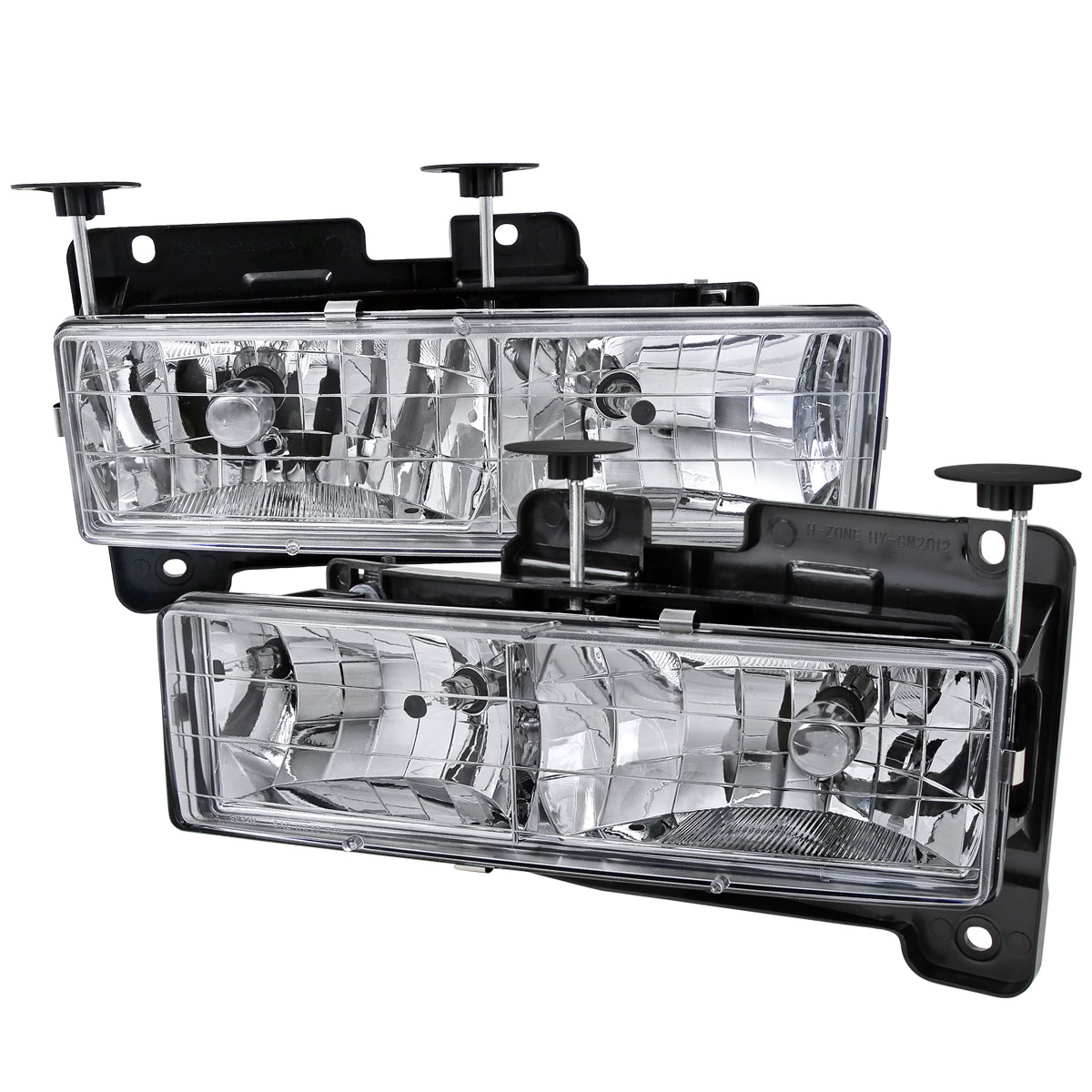 Spec-D Tuning LH-C1088-RS | Chevrolet C10 Crystal Housing Headlights Chrome; 1988-1998