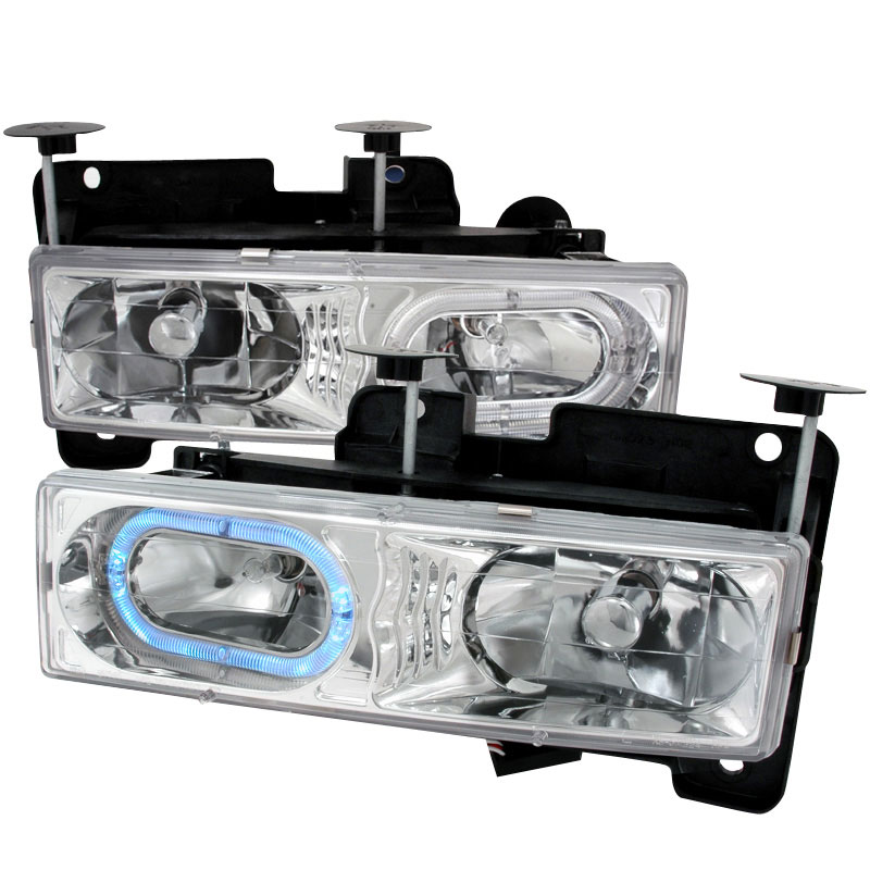 Spec-D Tuning LH-C1088H-KS | Chevrolet C10 Crystal Housing Headlights Chrome; 1988-1998