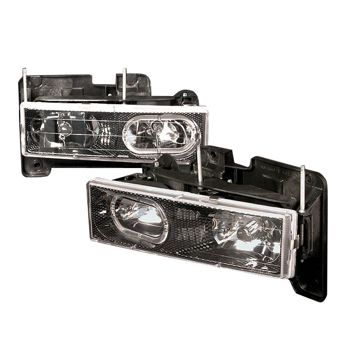 Spec-D Tuning LH-C1088HCF-KS | Chevrolet C10 Crystal Housing Headlights Chrome; 1988-1998