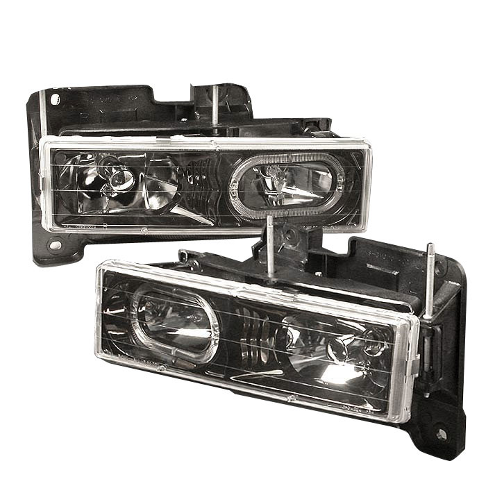 Spec-D Tuning LH-C1088HJM-KS | Chevrolet C10 Crystal Housing Headlights Black; 1988-1998