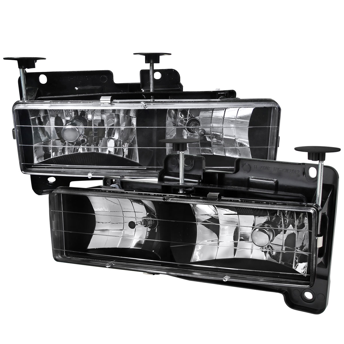 Spec-D Tuning LH-C1088JM-RS | Chevrolet C10 Crystal Housing Headlights Black; 1988-1998