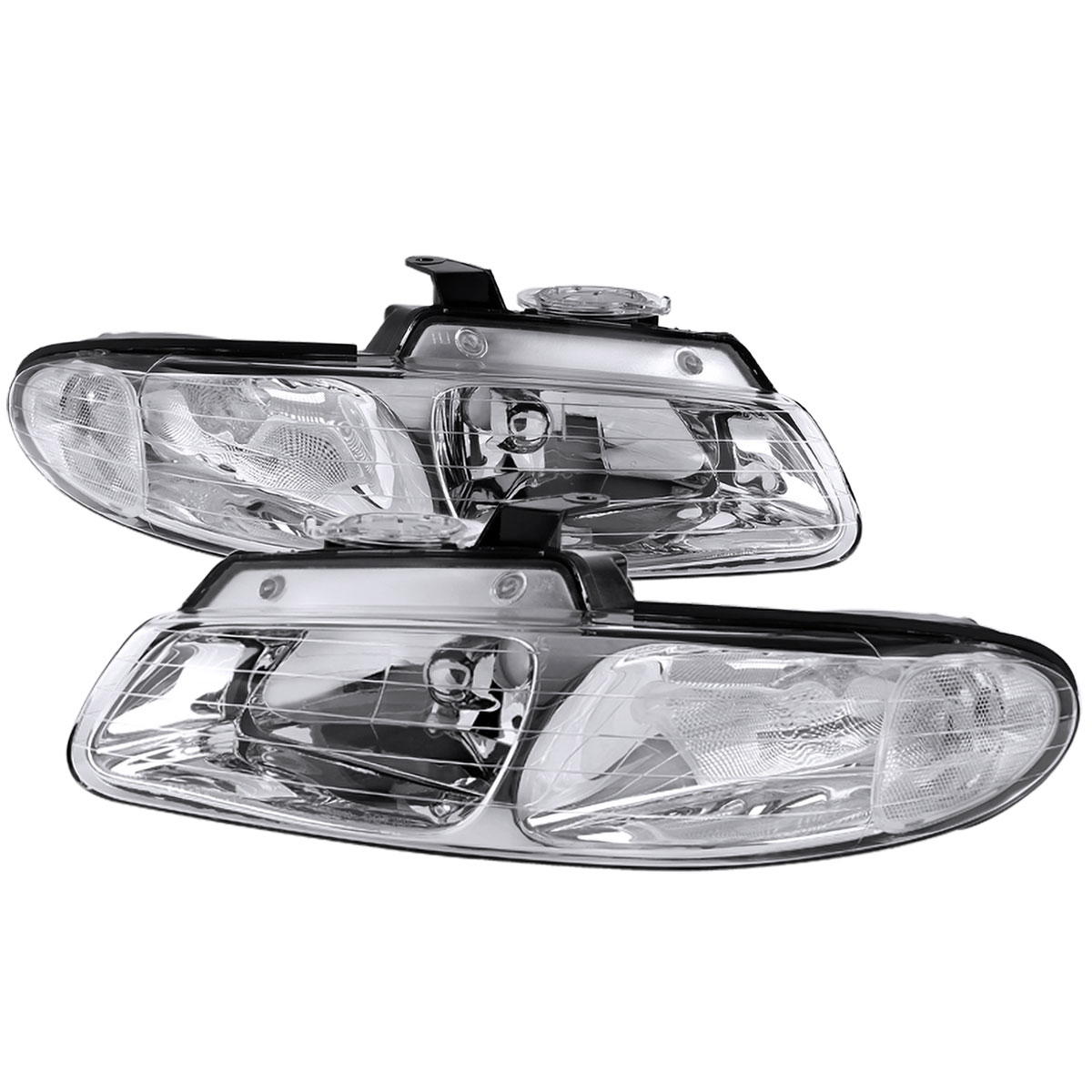 Spec-D Tuning LH-CAR96-RS | Dodge Caravan Euro Headlights Chrome Housing; 1996-1996