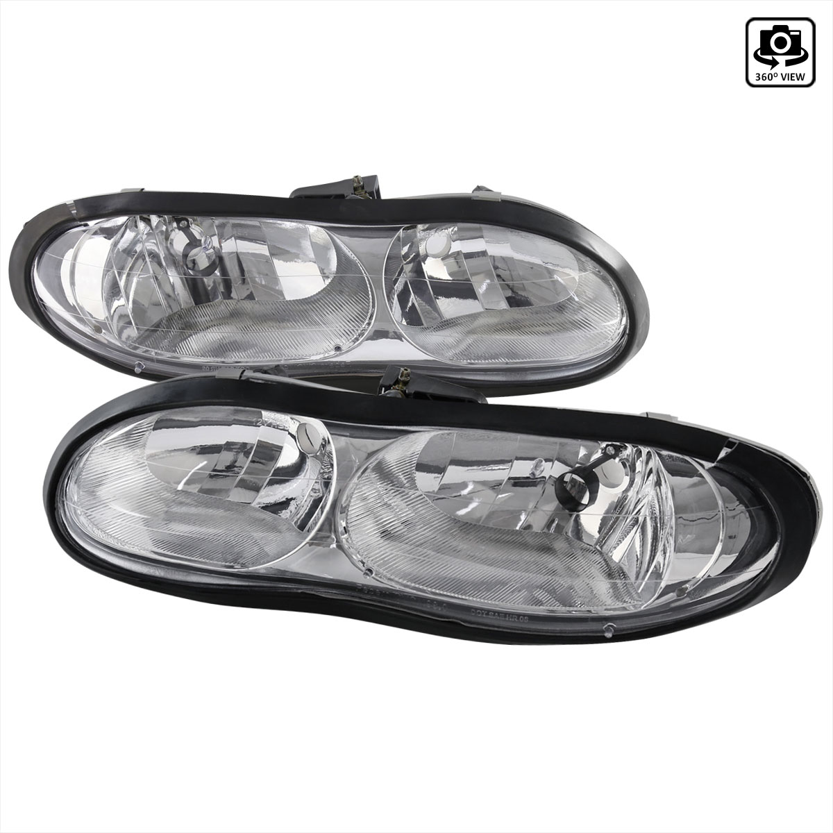 Spec-D Tuning LH-CMR98-RS | Camaro Crystal Housing Headlights Chrome; 1998-2002