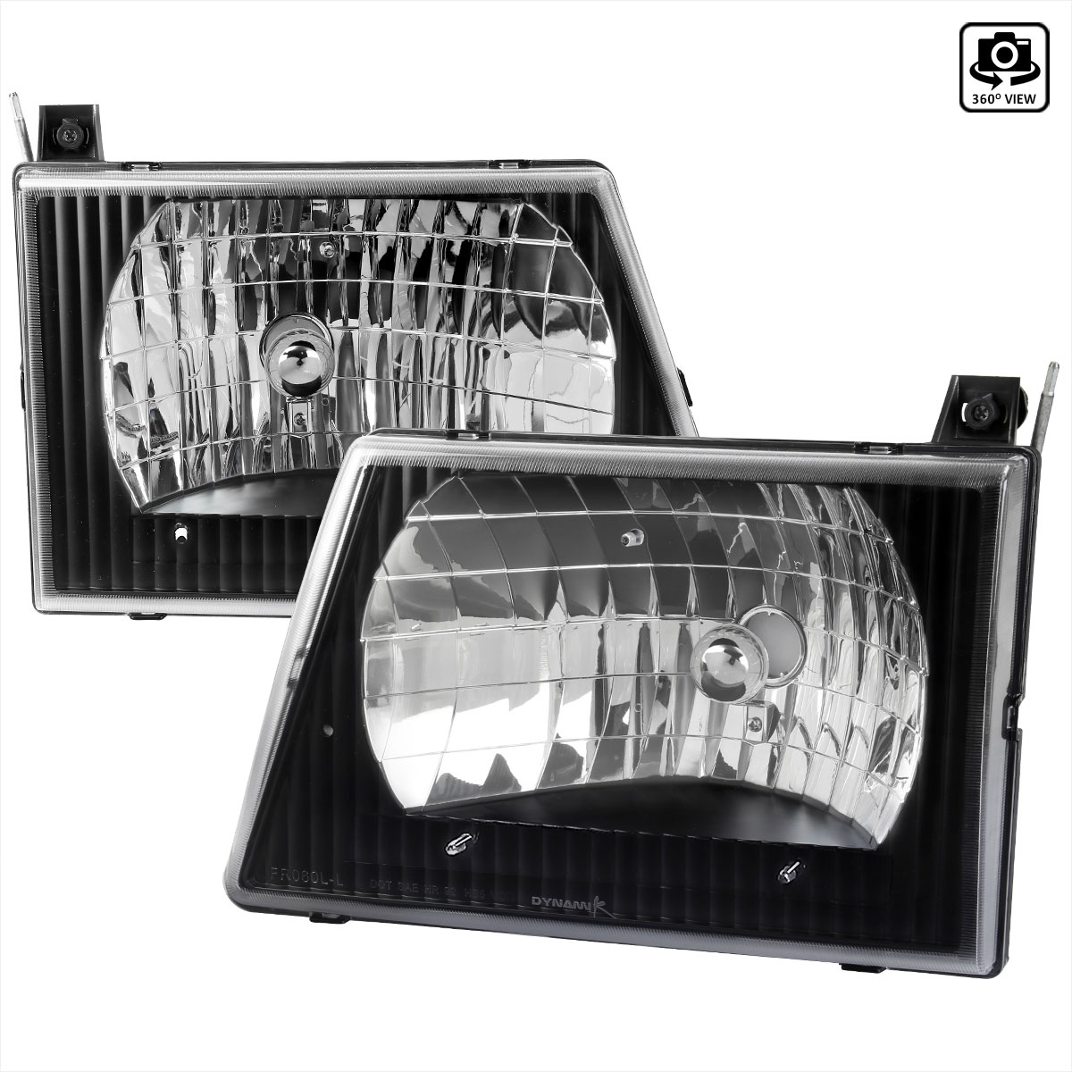 Spec-D Tuning LH-ECON92JM-ABM | Ford Econoline Euro Headlight Black Housing; 1992-2006