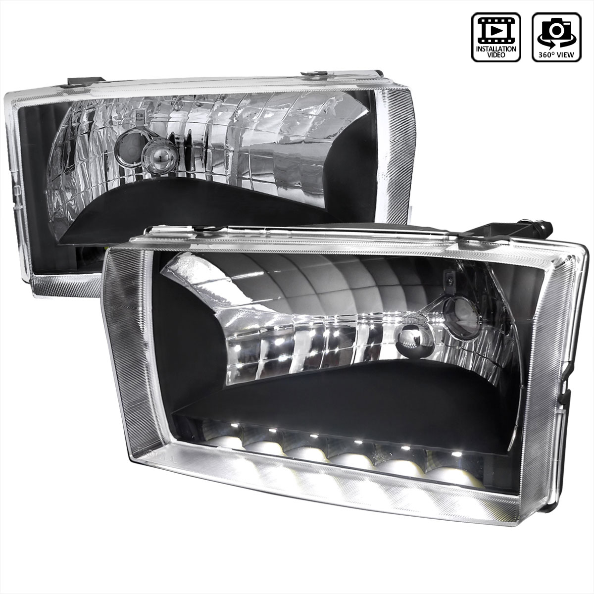 Spec-D Tuning LH-F25099JM-RS | Ford F250 Led Headlight Black Housing; 1999-2004