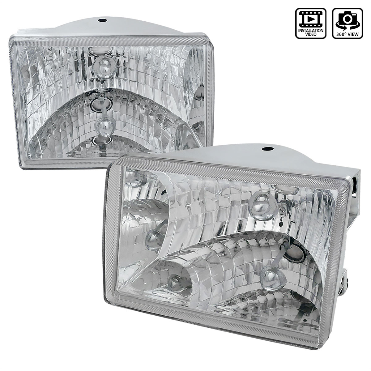 Spec-D Tuning LH-GKEE93-RS | Jeep Grand Cherokee Crystal Housing Headlight Chrome; 1993-1998