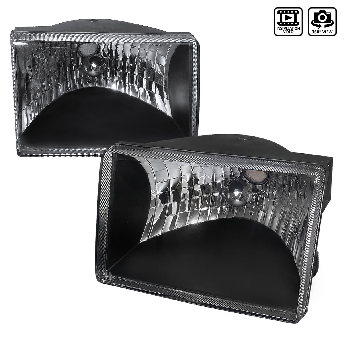 Spec-D Tuning LH-GKEE93JM-RS | Jeep Grand Cherokee Crystal Housing Headlights Black; 1993-1998