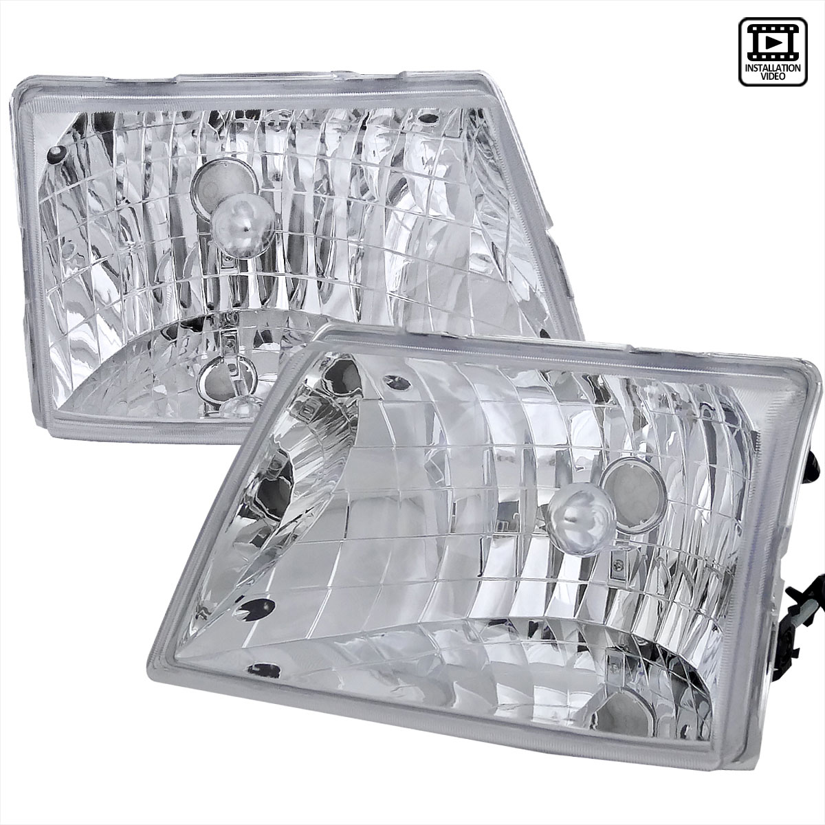 Spec-D Tuning LH-RAN98-ABM | Ford Ranger Euro Headlight Chrome Housing; 1998-2001