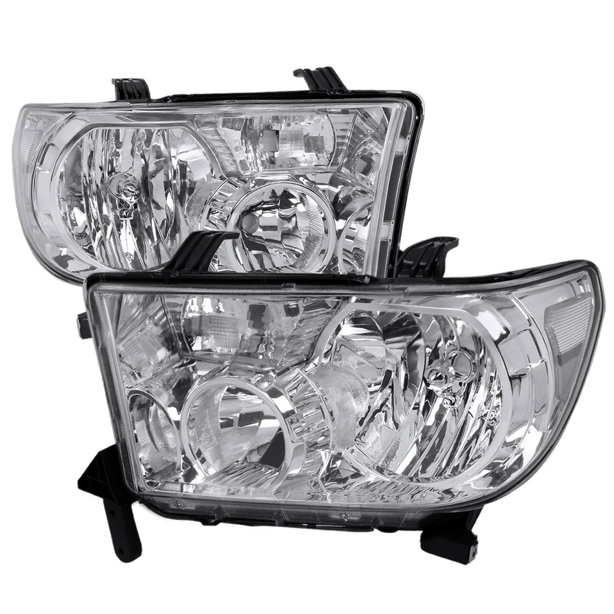 Spec-D Tuning LH-TUN07-RS | Toyota Tundra Crystal Housing Headlights Chrome; 2007-2014