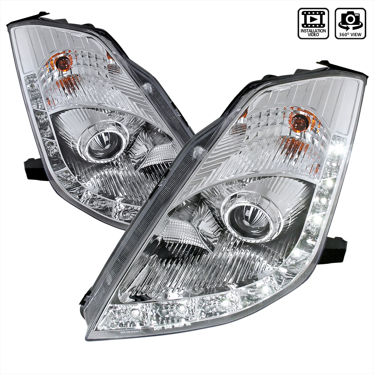 Spec-D Tuning LHP-350Z06-RS | Nissan 350z Projector Headlights Chrome; 2006-2006