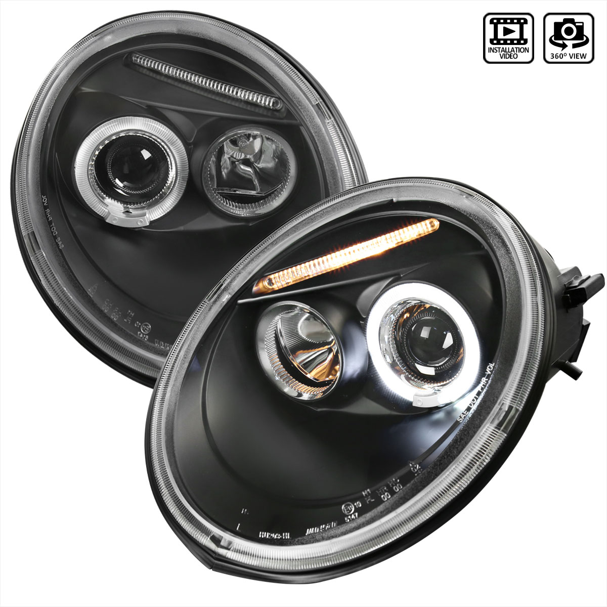 Spec-D Tuning LHP-BEE98JM-TM | Spec-D Vw Beetle Projector Headlights; 1998-2005