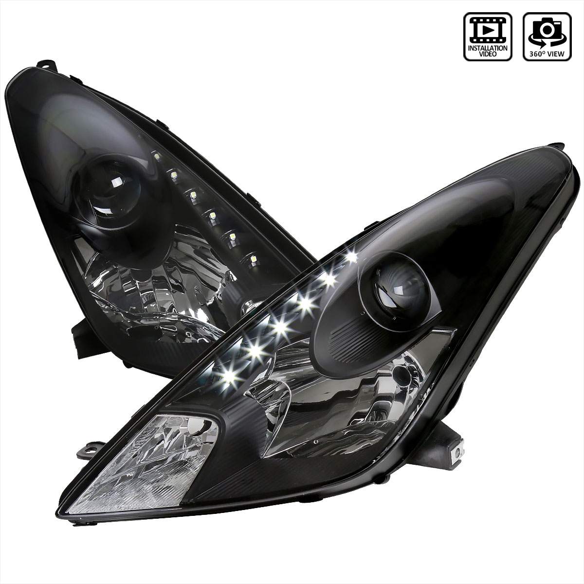 Spec-D Tuning lhp-cel00jm-rs | SPEC-D Tuning Toyota Celica Projector Headlight Black With LED Drl; 2000-2005