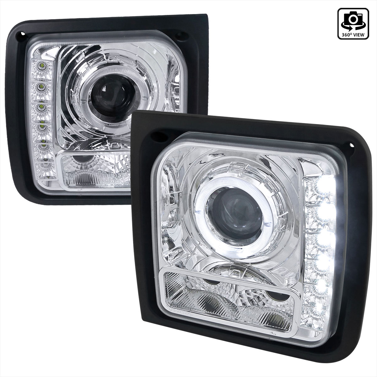 Spec-D Tuning LHP-CHKE97-RS | Jeep Cherokee Projector Headlight Chrome Housing; 1997-2001