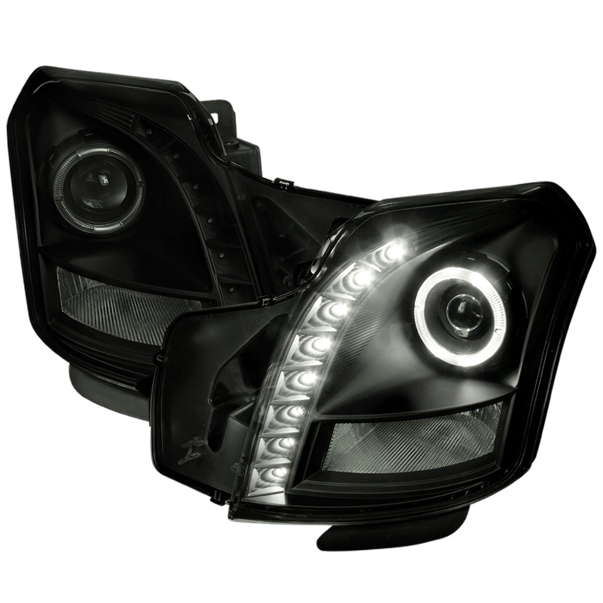 Spec-D Tuning lhp-cts03sm-rs | SPEC-D Tuning Cadillac CTS Projector Headlights - Smoke With Black Housing; 2003-2007