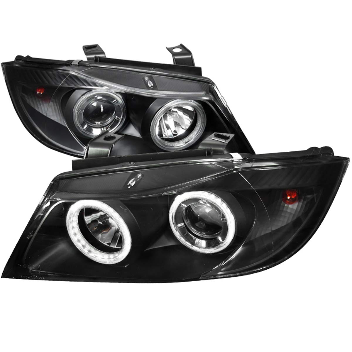 Spec-D Tuning LHP-E9005JM-DL-APC | Bmw E90 Projector Headlight Black Housing Aith Daylight Ring Kit; 2005-2008