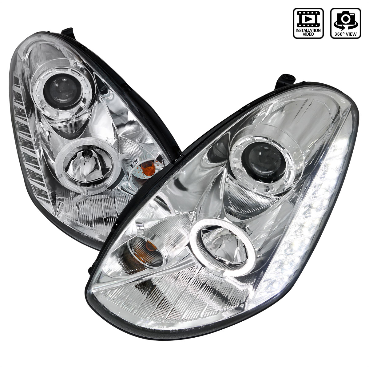 Spec-D Tuning LHP-G35054-TM | Infiniti G35 Projector Headlight Chrome Housing Sedan Model; 2005-2006